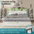 Shila 45.1" Lift Up Storage Bed Frame with Charging Station, LED Bookcase Headboard & 2 Side Shelf, Full Size, Distressed White-105505027-105505025