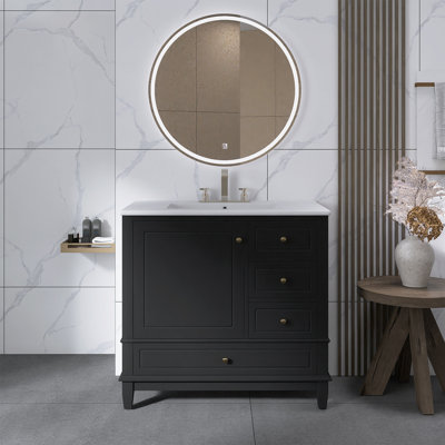 Meuble-lavabo sur pied 36 po avec lavabo en céramique