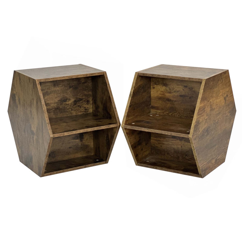 Table de chevet hexagonale, Brun antique