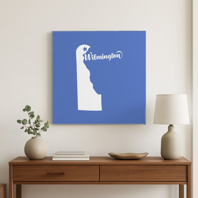 Home Sweet Wilmington — Delaware State Silhouette — Square Metal Wall Art