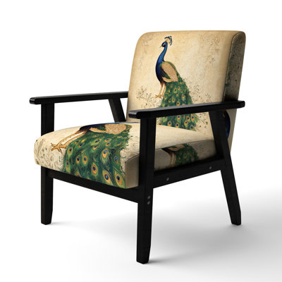 Peacock Accent Chair - Aristocratic Peacock Portrait Arm Chair