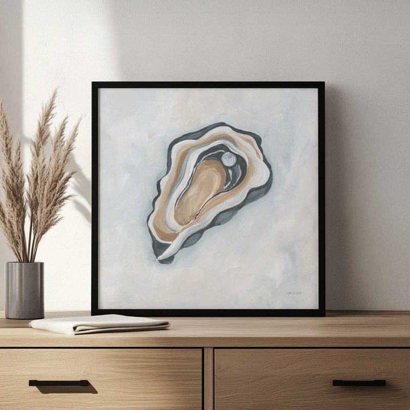 Reproduction d'art «Oyster With Pearl II» par Yvette St. Amant, H 12 po x l 12 po, Doré