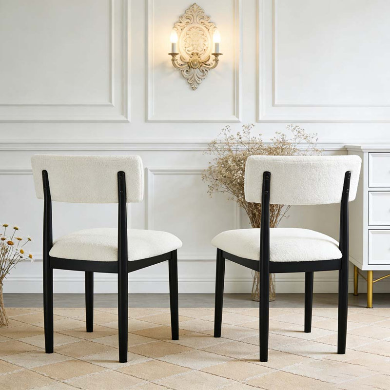 Chaises de salle à manger rembourrées Boucle, Noir