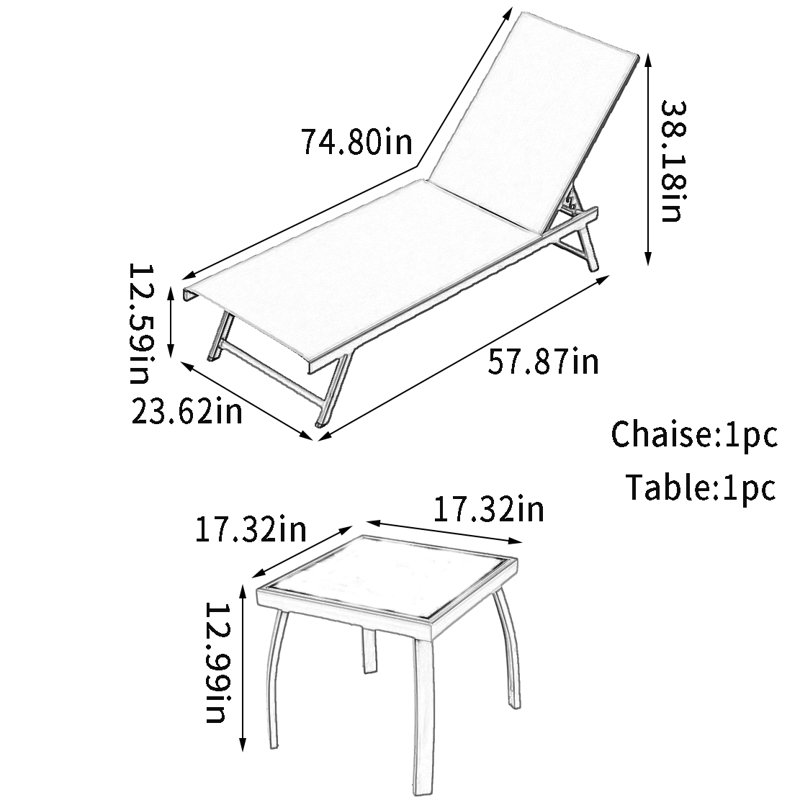 Chaise longue d'extérieur en alliage d'aluminium Njomza, Blanc