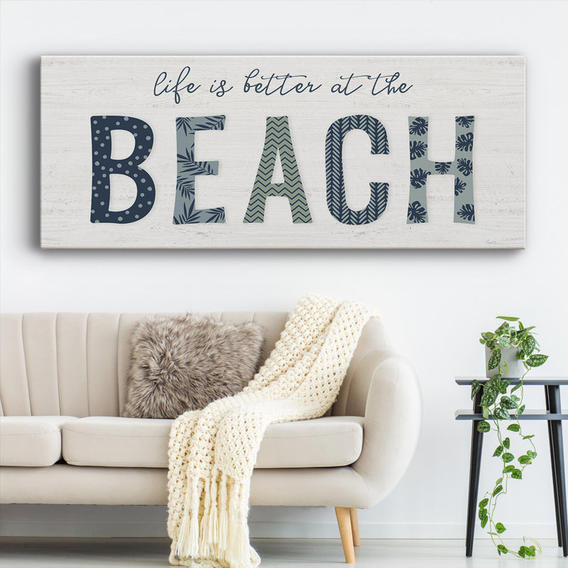 «Beach Better on Canvas», art textuel, H 12 po x l 30 po x P 1,5 po