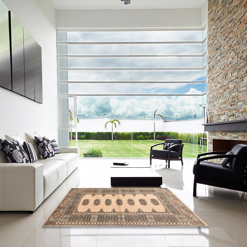 Tapis beige Southwestern, Carré 6 pi