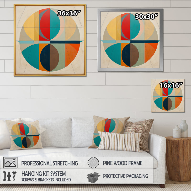 «Serendipity Retro Abstract Midcentury Geometrics I», reproduction sur toile, Cadre simple noir, H 16 po x l 16 po x P 1 po