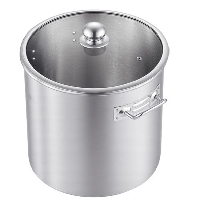 Stainless Steel Stock Pot, 21-Quart Stainless Steel Stockpot with Glass Lid, PFOA-Free, PFAS-Free, Compatible with Gas Stoves, Induction Cooktops, Electric Stoves, for Soups, Stews, and Pasta