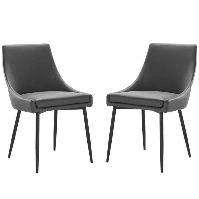 Viscount Vegan Leather Dining Chairs, Gray