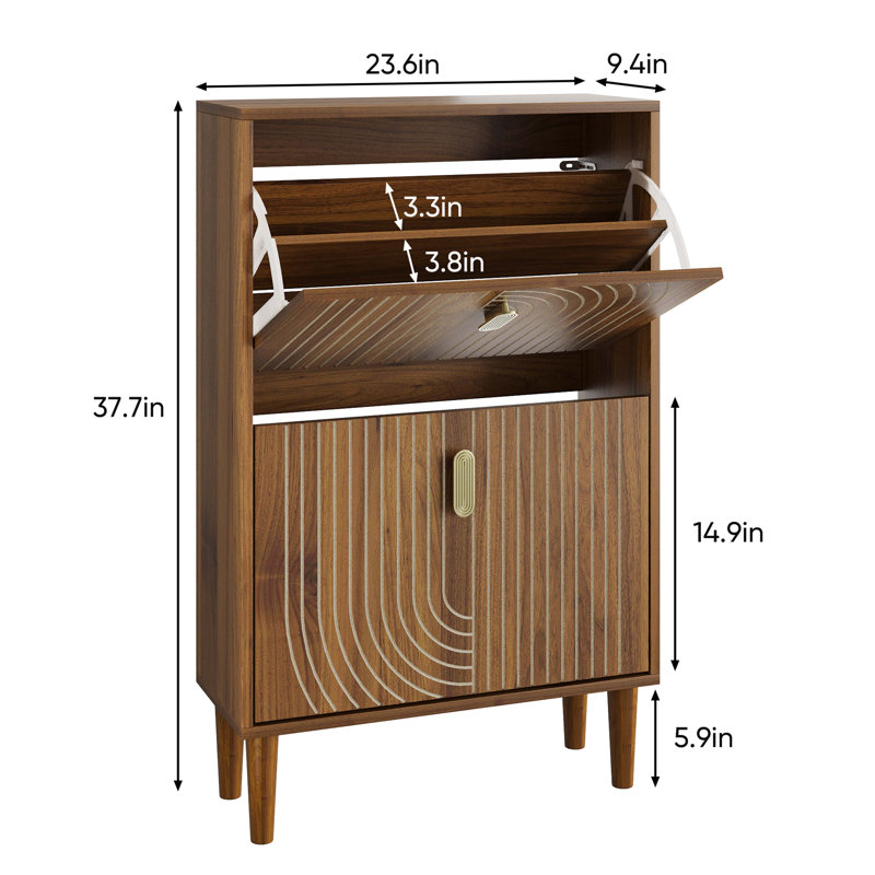 Armoire de rangement pour chaussures compacte avec tiroirs rabattables et tablettes réglables