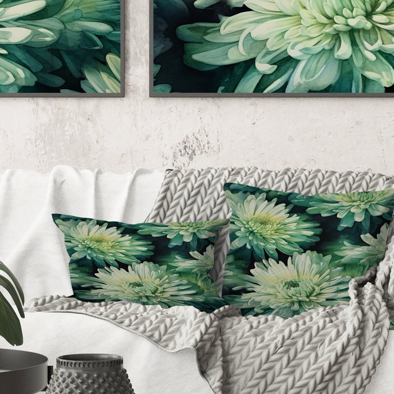 Coussin Melody I - imprimé floral vert et blanc
