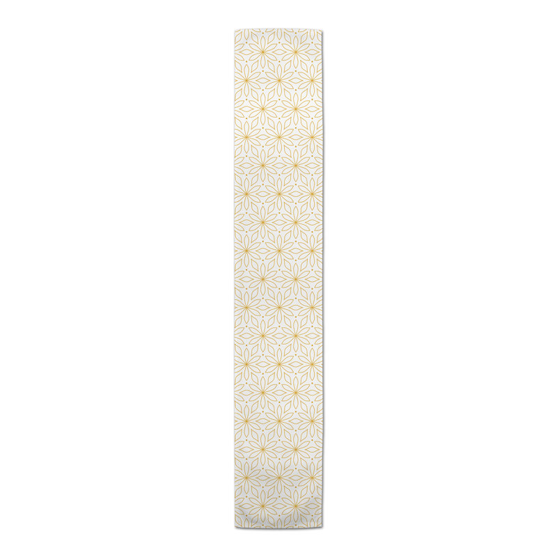 Aislyn Rectangle Floral Polyester Table Runner, 90" x 16", Black
