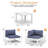 Qui 8 - Person Modern Aluminum Outdoor Sectional Seating Group with Cushions & Coffee Table, Rust-Resistant Patio Conversation Set-880619963-907778626