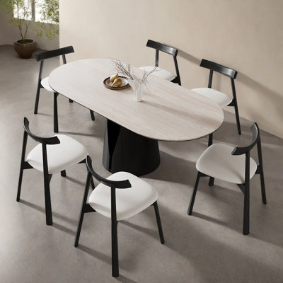 French style rectangular cave stone slab table set