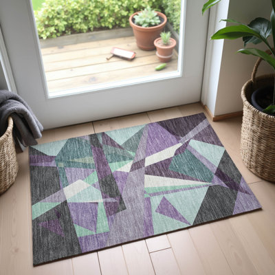 Premium Machine Washable Harjo AMF1609 Geometric Rug