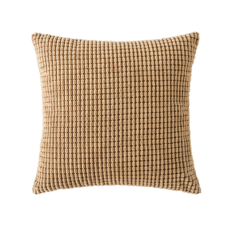 Coussin en velours côtelé doux, Brun, 18 po x 18 po