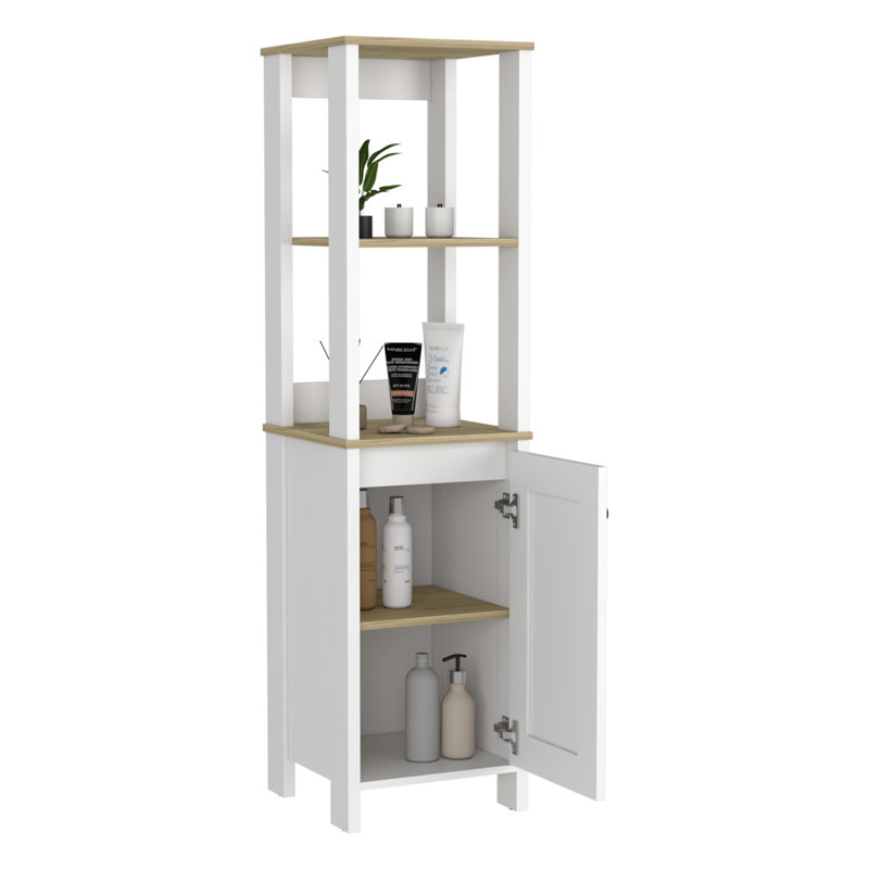 Bathroom Cabinet With Four Shelves And Single Door - Structure Chic Style