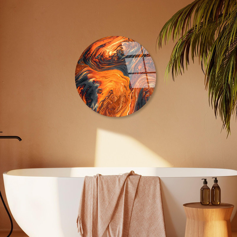 Decorative Tempered Glass Painting, Shatter-Resistant, 11.8 in Diameter | 100% Tempered Glass, 0.16 in Thick | High-Resolution UV Print on Back Surface, Easy to Clean, Vibrant Colors, Includes Attached Hanger