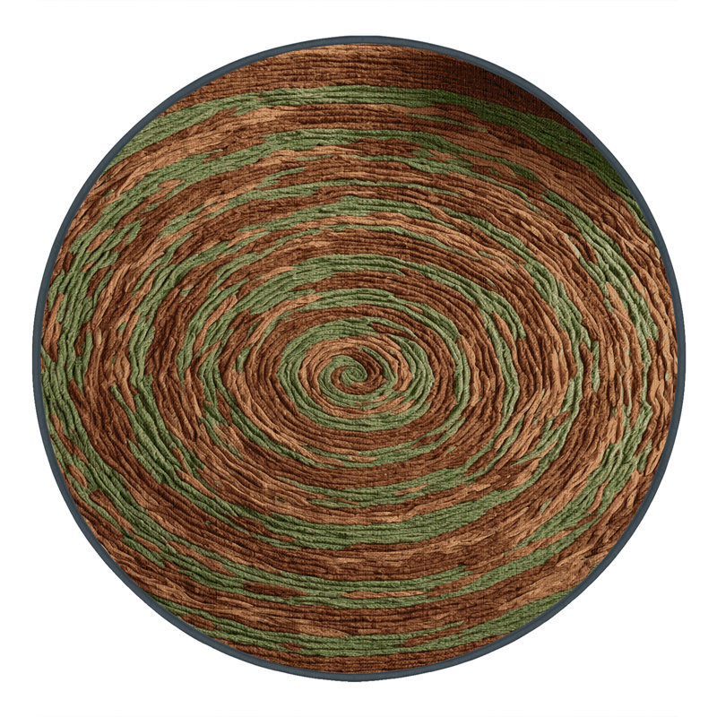 Tapis brun lavable à la machine, Rond 5 pi