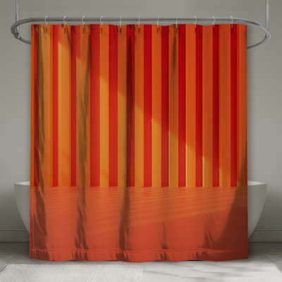 Orange Vertical Stripes Shower Curtains Extra Long