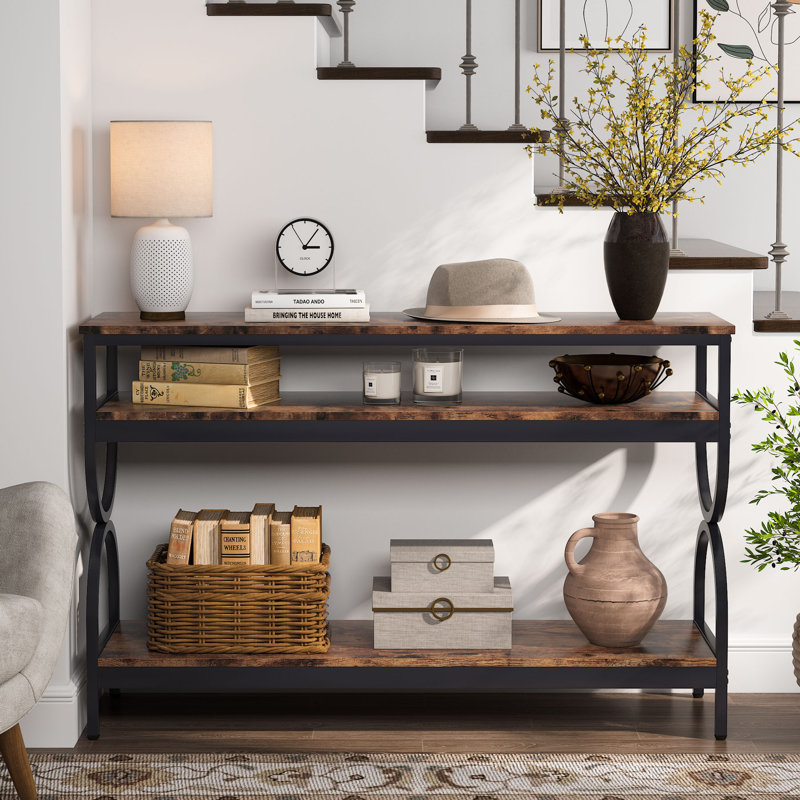 140Cm Console Table, Brown, Brown/Black