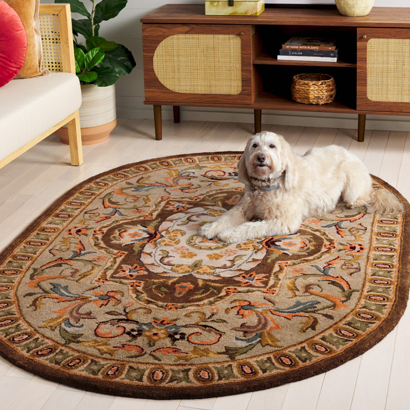 Tapis oriental en laine touffeté à la main Classic, Ovale 4 pi 6 po x 6 pi 6 po