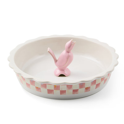 Sterling CheckEveryday Pie Plate with Pie Bird