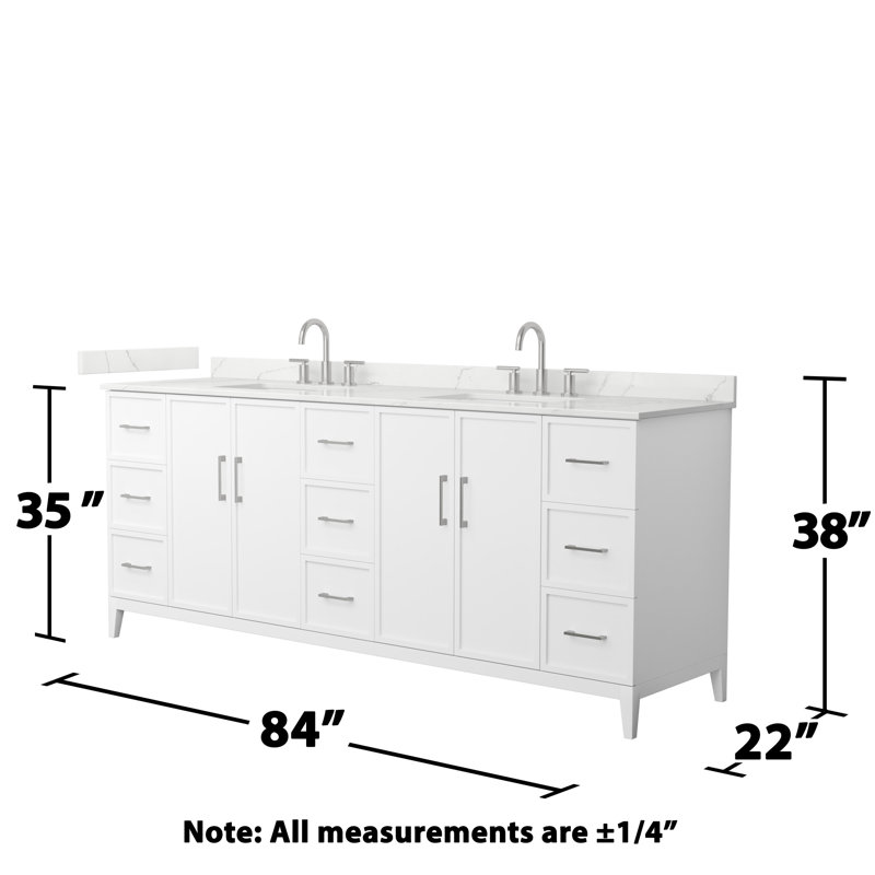 Elan 84'' W Vanity, Brushed Nickel, 8" Center, White