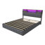 Velvet Ottoman Bed with RGB LED & Charging Station, Tufted Storage Headboard with Drawers, Beige/Grey, EU Double & King Size 140/160x200cm-1653503311-1653503310