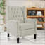 Fauteuils inclinables pour le salon, fauteuil inclinable à oreilles avec table d'appoint pliable, ports USB | Polyester beige | Cadre en bois massif-8113096