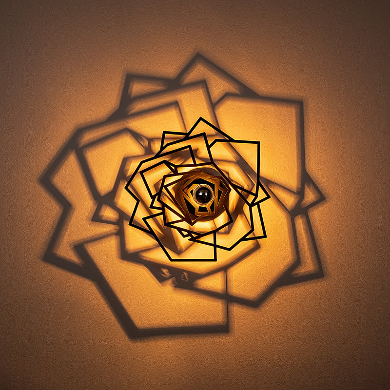 Modern Black Wall Lamp, 15.7 x 4.7 x 15.7 Inches | MDF Body with Iron Cap, E27 Socket Max 40W, Indoor Use | Elegant Floral Design, IP20 Rated, Connectable & Pluggable, Ideal for Home Décor & Ambient Lighting