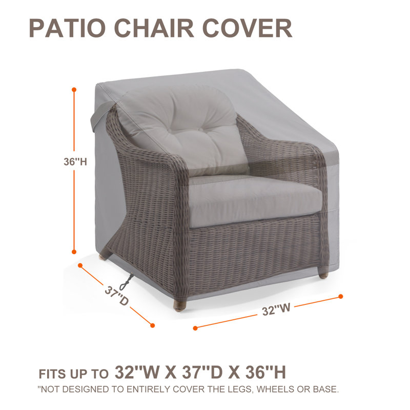 Housse pour chaise de patio grise 2 pièces (ensemble de 2), H 36 po x l 32 po x P 37 po