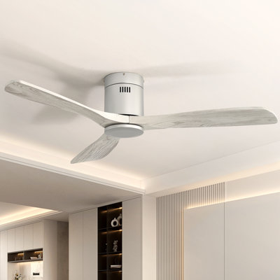 Ventilateur de plafond encastré à 3 pales en bois massif 52 po Sofucor Rachel