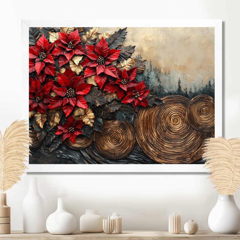 Govanna - art mural floral, H 12 po x l 20 po, Cadre simple blanc