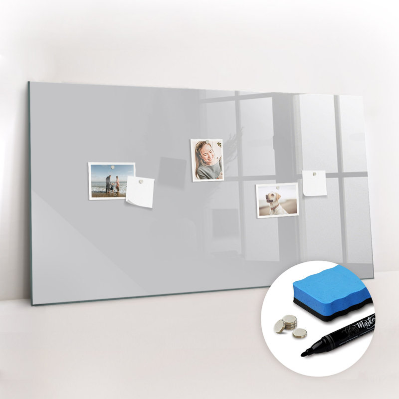 Magnetic Glass Dry Erase Board, Light Grey