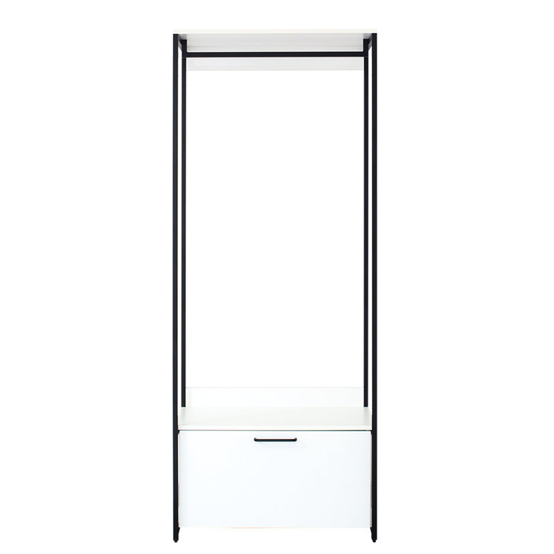 Walk-In Closet - E0 Board, Extra Deep Storage Options White Storage, Rust Metal Frame, Board