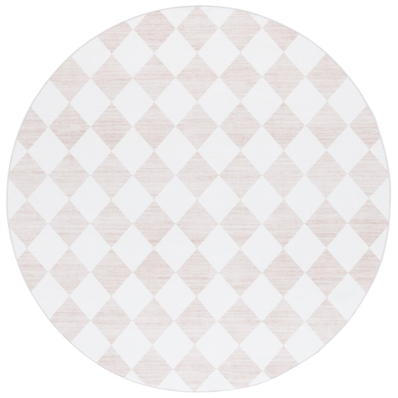 Tapis géométrique lavable à la machine Clara Performance, Rond 6 pi