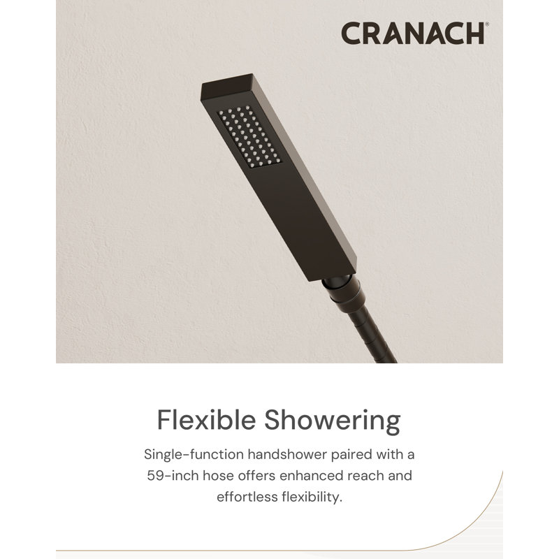 Crozet Thermostatic Shower System with Dual Shower Head and Hand Shower (Valve Included), Matte Black