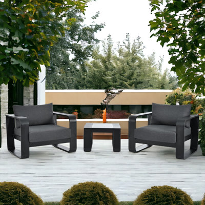 Porett 2 - Person Patio Conversation Set with Cushions