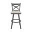 Tabouret pivotant à hauteur de comptoir de 26 po Julia Alegra en tissu irlandais performance brume avec une finition gris Firestone peinte à la main-29249861-95193252-95193259