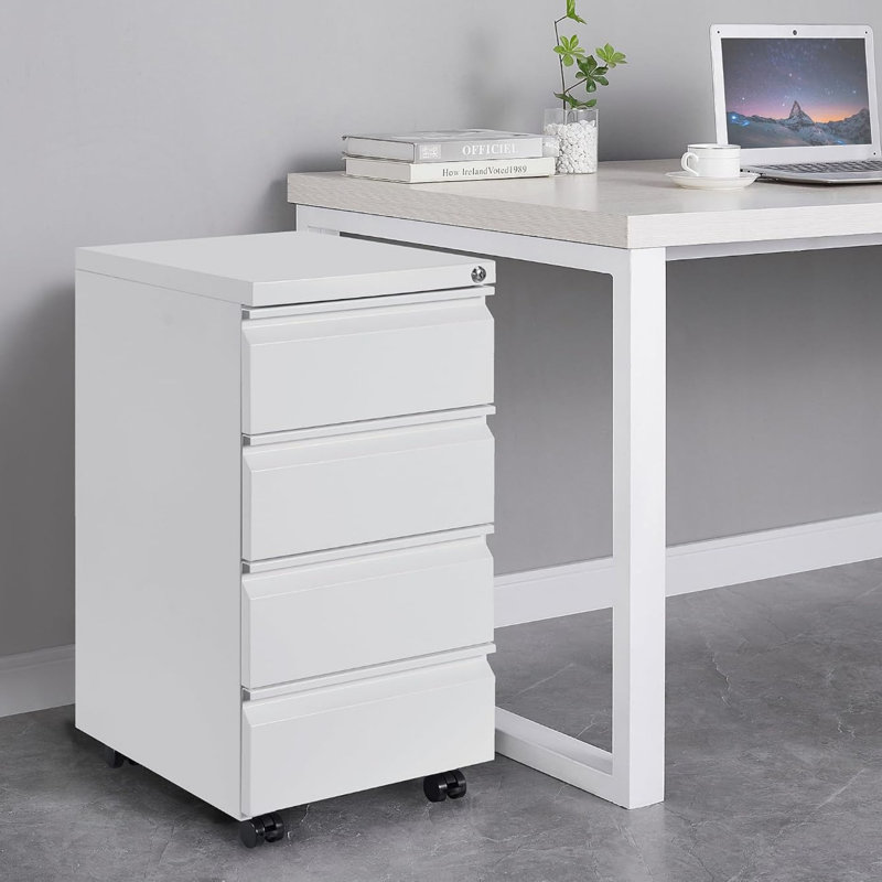 37 cm W 4 -Drawer Wheels / Casters included Mobile Steel Filing Cabinet