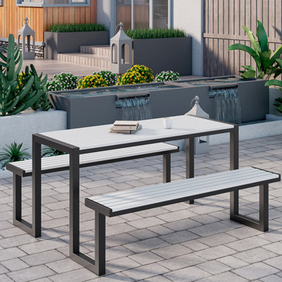 Rectangular Metal Outdoor Picnic Table , in. W 23.6'' in. D
