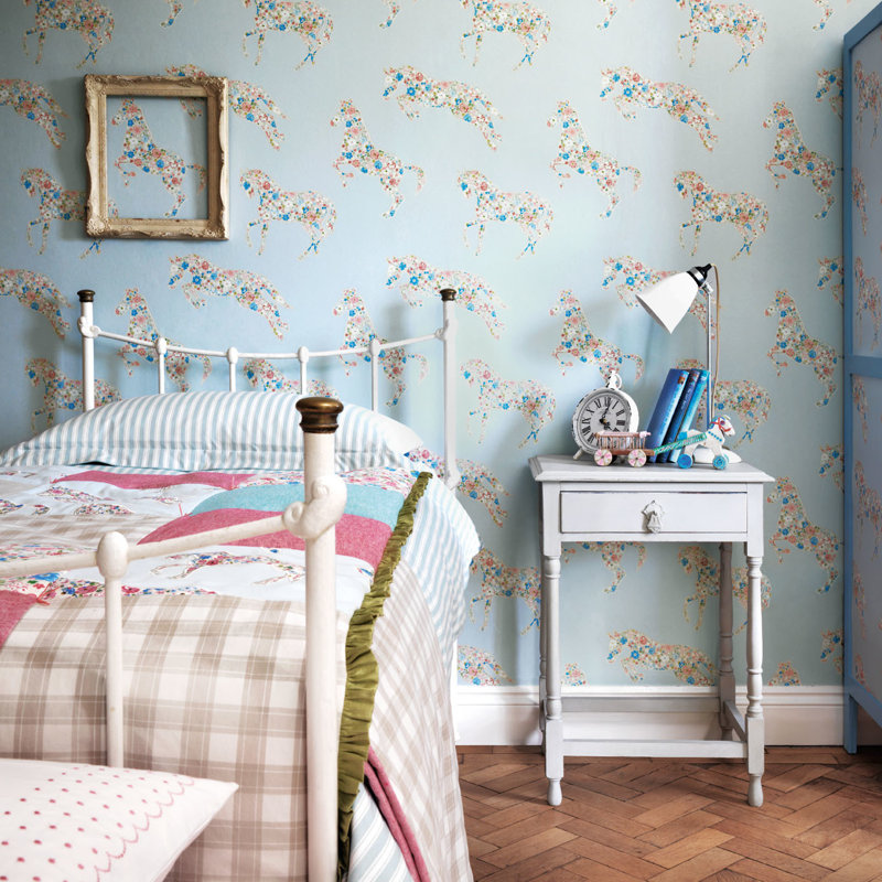 Pretty Ponies Wallpaper, Chintz/Blue