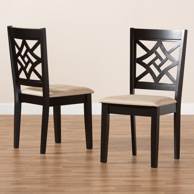 Bazil Solid Wood Dining Chair, Sand, Black