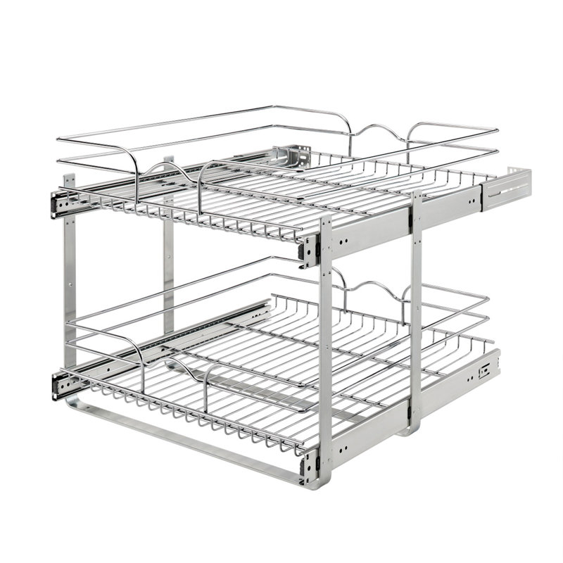 Chrome 24" x 22" 2-Tier Wire Basket Pull Out Shelf
