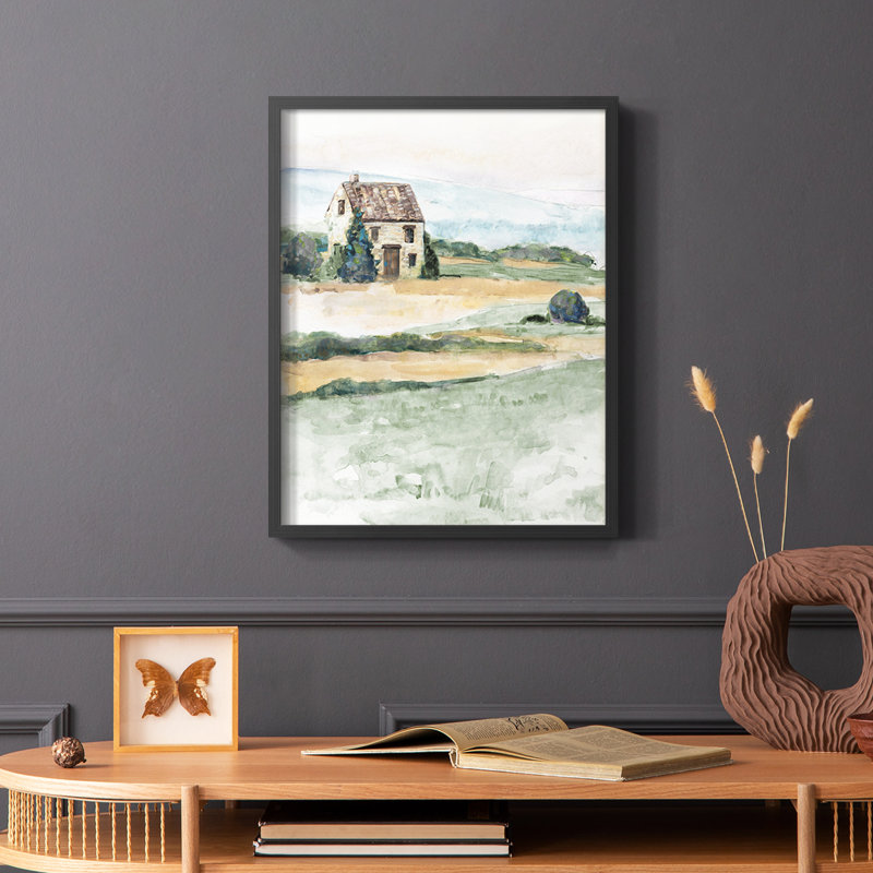 «On The Countryside I», reproduction encadrée - bois massif, Noir, H 10 po x l 8 po