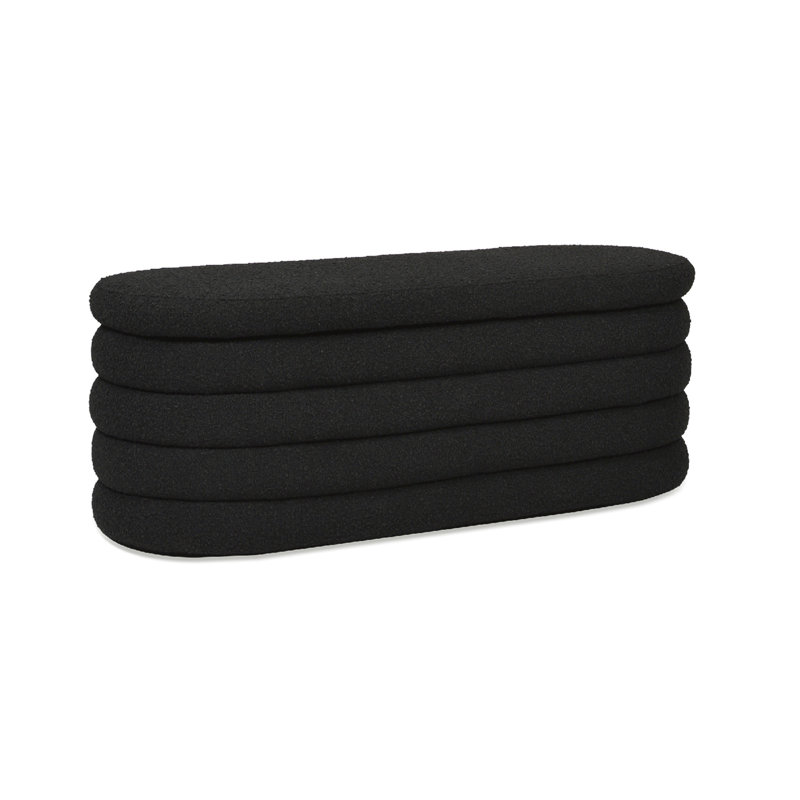 Banc de rangement ovale rembourré Fuji, Noir