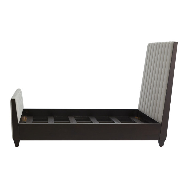 Channel Upholstered Bed, King, Light Gray