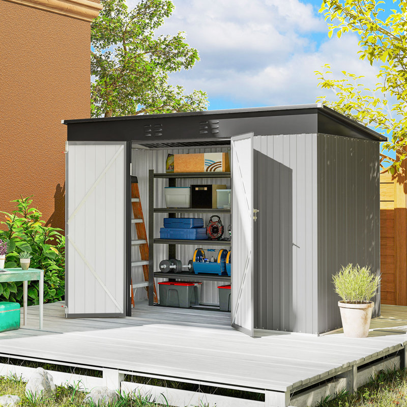 Remise de rangement en acier galvanisé 9 pi x 4 pi avec portes verrouillables, évents