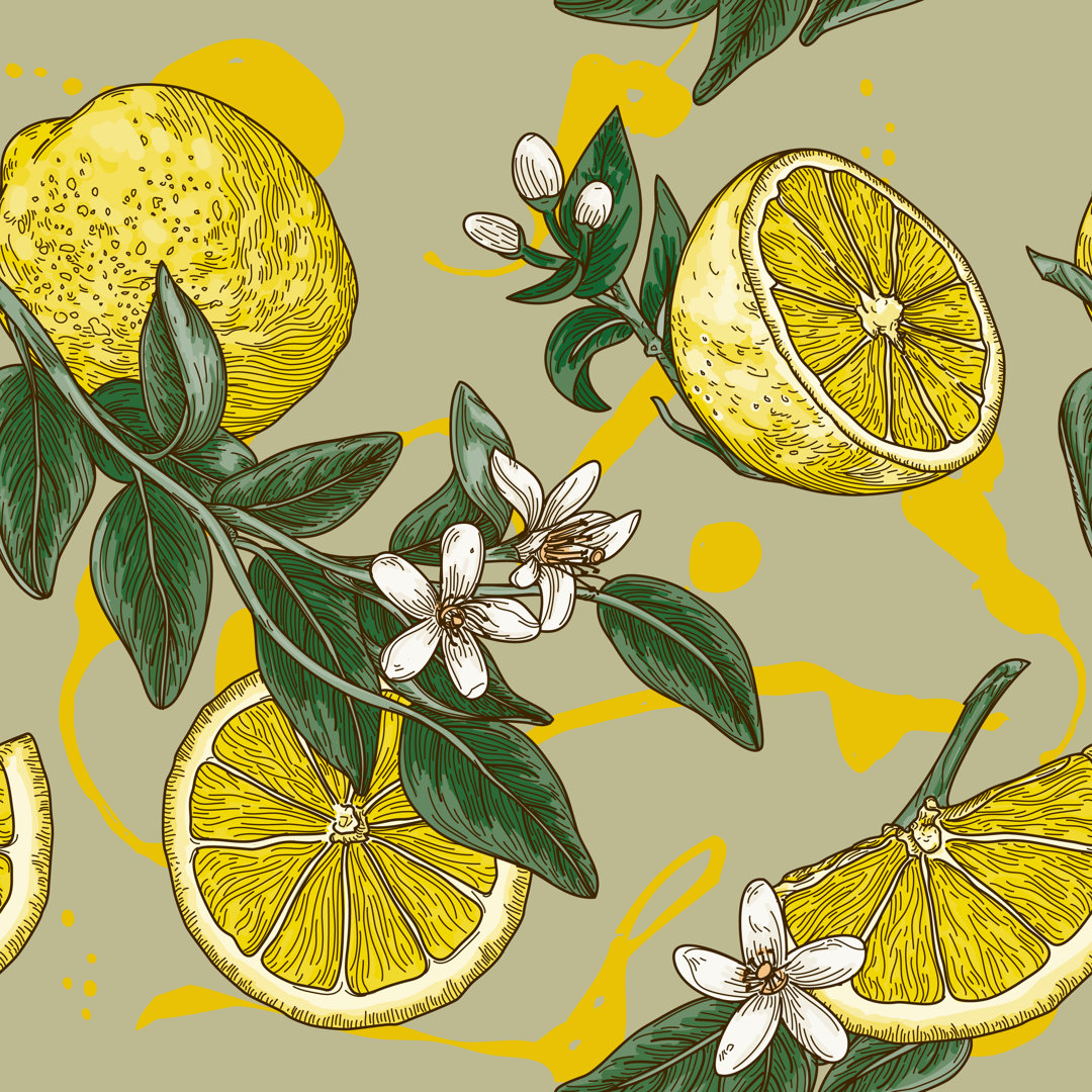 Vintage Lemon von Samposnick - Druck